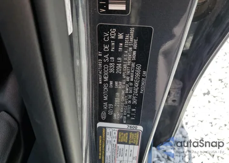 2019 Kia Forte Fe из США, поврежденный, VIN 3KPF24AD4KE096660